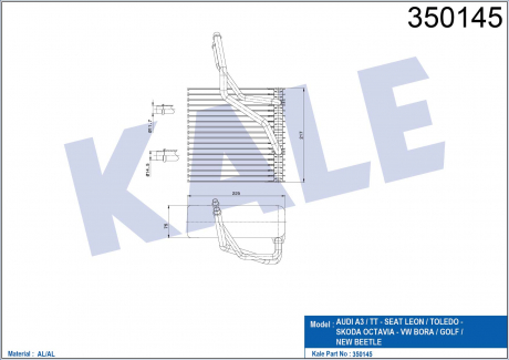 KALE VW Испаритель Audi A3,Bora,Golf IV,Skoda Octavia II KALE OTO RADYATOR 350145