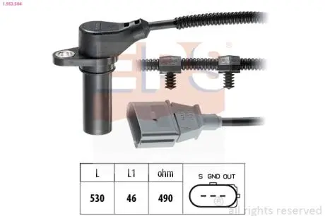 Датчик положення колінвалу VW T5 1.9TDi 03-09 Eps 1.953.504 (фото 1)