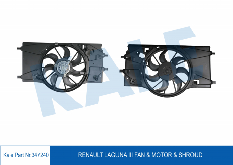Вентилятор охлаждения радиатора с кожухом Renault Laguna III KALE OTO RADYATOR 347240
