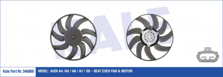 Вентилятор охлаждения радиатора с кожухом Audi A4, A5, A6, A7, Q5 - Seat Exeo Fa KALE OTO RADYATOR 346860 (фото 1)
