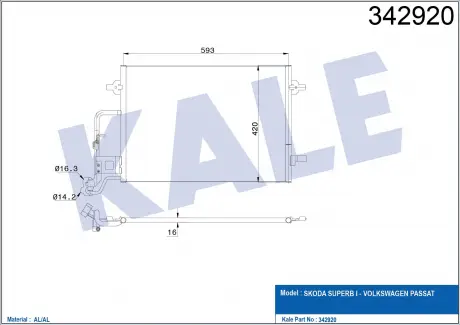 Радіатор кондиціонера KALE OTO RADYATOR 342920
