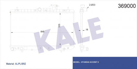 KALE HYUNDAI Радиатор охлаждения Accent II 1.3/1.5 00- KALE OTO RADYATOR 369000 (фото 1)