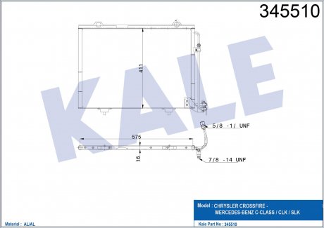 KALE DB Радиатор кондиционера W202,Chrysler Crossfire KALE OTO RADYATOR 345510