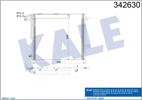 KALE DB Радиатор кондиционера W164/X167,G/M/R-Class KALE OTO RADYATOR 342630