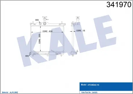 KALE HYUNDAI Радиатор охлаждения с АКПП i10 1.1 08- KALE OTO RADYATOR 341970
