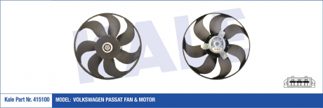 KALE VW Вентилятор радиатора Passat 1.9TDI/2.8 91- KALE OTO RADYATOR 415100
