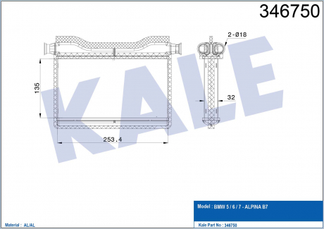 KALE BMW Радиатор отопления 5 F10,6 F06,7 F01 10- KALE OTO RADYATOR 346750