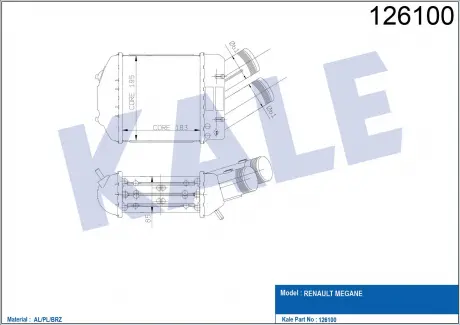 KALE RENAULT Интеркулер Megane I,Scenic I 1.9dCi KALE OTO RADYATOR 126100