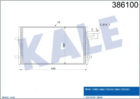 Радиатор кондиционера Ford C-Max, Focus C-Max, Focus II KALE OTO RADYAT KALE OTO RADYATOR 386100