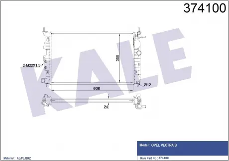 KALE OPEL Радиатор охлаждения Vectra B 1.6/2.2 KALE OTO RADYATOR 374100