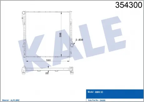 KALE BMW Радиатор охлаждения X5 E53 3.0d/3.0i KALE OTO RADYATOR 354300
