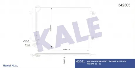 Радиатор кондиционера Volkswagen Passat, Passat Alltrack, Passat Cc KALE OTO RADYATOR 342305