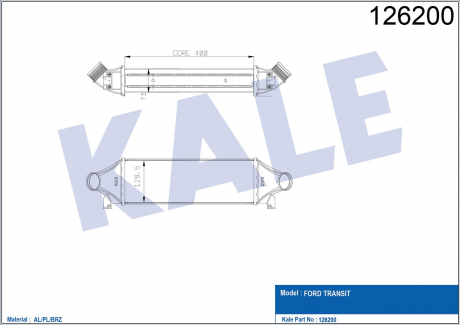 KALE FORD Интеркулер Transit 2.4TDCi 00- KALE OTO RADYATOR 126200 (фото 1)