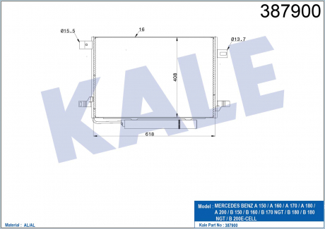 KALE DB Радиатор кондиционера W169 04- KALE OTO RADYATOR 387900