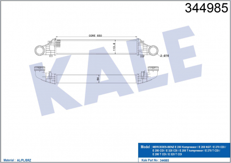 KALE DB Интеркулер W211 2.0/3.2CDI 02- KALE OTO RADYATOR 344985