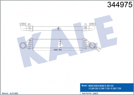 KALE DB Интеркулер W211 200/220CDI 02- KALE OTO RADYATOR 344975