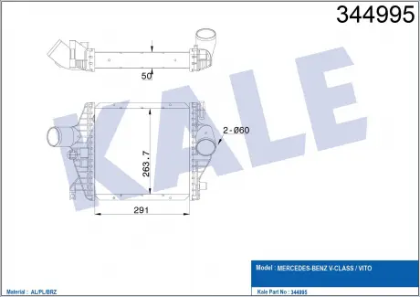 KALE DB Интеркулер Vito 2.2CDI 99- KALE OTO RADYATOR 344995 (фото 1)