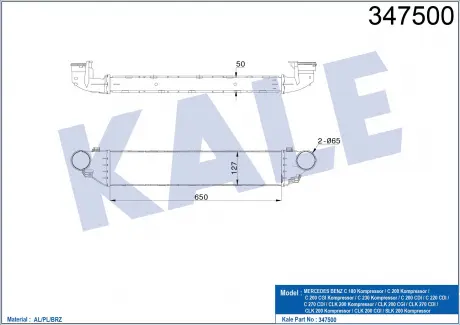 KALE Интеркулер W203 2.0/2.7CDI KALE OTO RADYATOR 347500