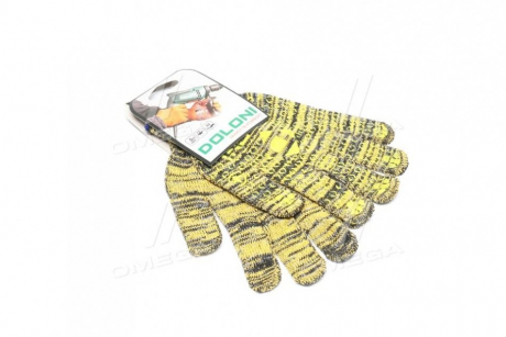 Перчатки "Рябушка" с ПВХ рисунком желтый / серый / желтый70 / 30 10 класс размер 10 (DOLONI) Украина 4242 (фото 1)