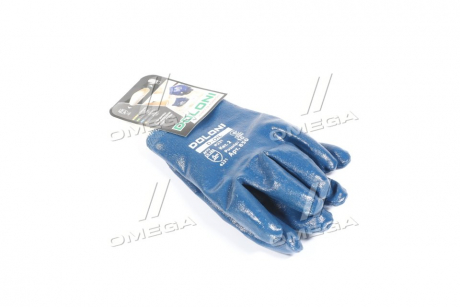 Перчатки трикотаж, хлопок / интерлок, манжет вязаный, нитрил, синий размер 10 (DOLONI) Украина 850 (фото 1)