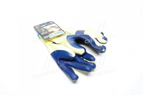 Перчатки трикотаж, хлопок, манжет вязаный, латекс, ребристый, синий размер 10 (DOLONI) Украина 4502 (фото 1)