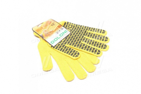 Перчатки "Строитель" с ПВХ рисунком желтый / черный40 / 60 7 класс размер 10 (DOLONI) Украина 4078 (фото 1)