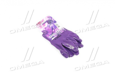 Перчатки трикотаж фиолетовые, полиэстер, манжет вязаный, нитрил, размер 7 (DOLONI) Украина 4593 (фото 1)