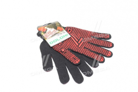 Перчатки "77" из ПВХ рисунком черный / червоний70 / 30 7 класс размер 12 (DOLONI) Украина 10319 (фото 1)
