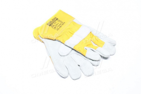 Перчатки комбинированные, спилок + желтая ткань, манжет крага размер 10 (DOLONI) Украина 4574 (фото 1)