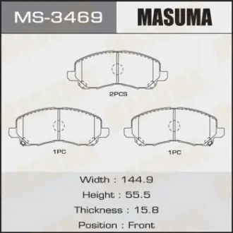 Колодка тормозная передняя Mitsubishi ASX (10-), Grandis (03-09), Lancer (07-15) Masuma MS3469