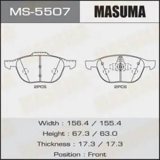 Колодка гальмівна передня Ford Focus (04-)/ Mazda 3 (03-), 5 (05-15) M Masuma MS5507