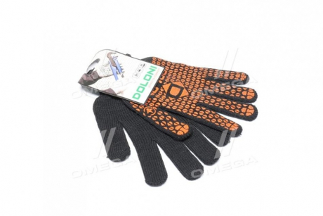Перчатки с ПВХ рисунком черный / помаранчевий70 / 30 7 класс размер 10 (DOLONI) Украина 10315 (фото 1)