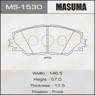 Колодка тормозная передняя Toyota Auris (10-), RAV 4 (05-16) Masuma MS1530