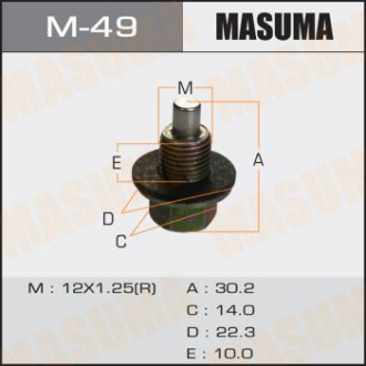 Пробка сливная поддона (с шайбой 12х1.25mm) Subaru/ Toyota Masuma M49 (фото 1)