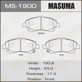 Колодка тормозная передняя Toyota Avensis (03-08) Masuma MS1900