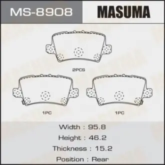 Колодка гальмівна задня Honda Civic (06-12) Masuma MS8908