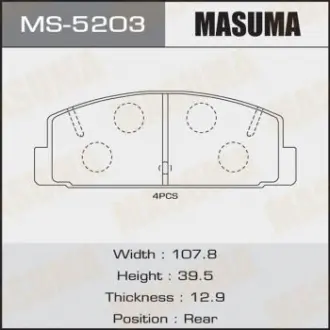 Колодка тормозная задняя Mazda 6 (02-12) Masuma MS5203