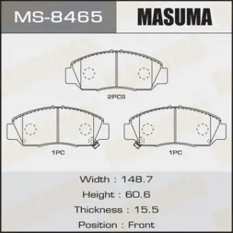 Колодка гальмівна передня Honda Accord (02-05), Civic (06-11), FR-V (05-09) (MS Masuma MS8465
