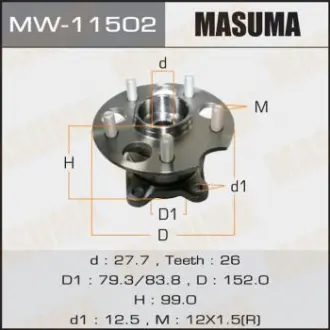 Ступиця колеса заднього у зборі з підшипником Lexus RX 350 (05-09)/ Toyota Haghla Masuma MW11502 (фото 1)