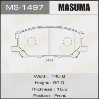 Колодка тормозная передняя Lexus RX 300, 330, 350 (04-08) Masuma MS1497