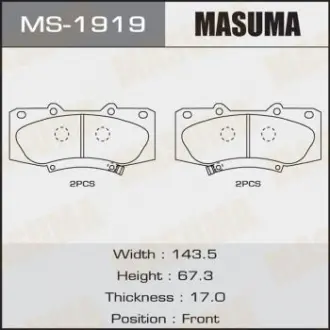 Колодка тормозная передняя Toyota Hilux (08-15) Masuma MS1919