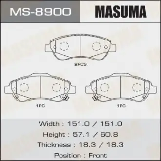 Колодка гальмівна передня Honda CR-V (07-16) Masuma MS8900