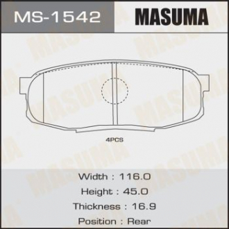 Колодка тормозная задняя Toyota Land Cruiser (09-), Tundra (07-) Masuma MS1542