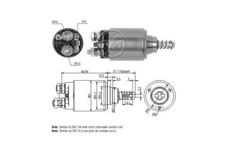 Втягивающее реле стартера Aftermarket ZM744