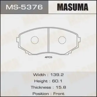 Колодка тормозная передняя Mazda CX-7 (06-11), CX-9 (09-12) Masuma MS5376