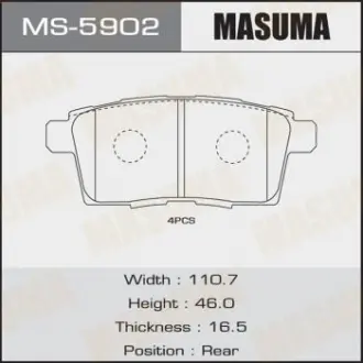 Колодка тормозная задняя Mazda CX-7 (06-11), CX-9 (08-12) Masuma MS5902