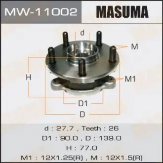 Ступица колеса переднего в сборе с подшипником Toyota Auris (06-), Avensis (11-) Masuma MW11002