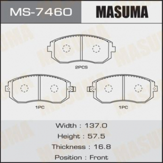 Колодка тормозная передняя Subaru Forester (01-14), Impreza (00-14), Legacy (02- Masuma MS7460