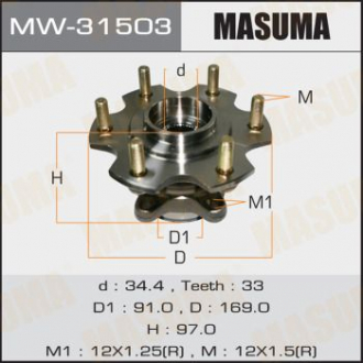 Ступиця колеса заднього у зборі з підшипником Mitsubishi Pajero (00-06) Masuma MW31503