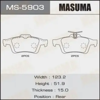 Колодка гальмівна задня Ford Focus (04-)/ Mazda 3 (03-), 5 (05-15) MAS Masuma MS5903
